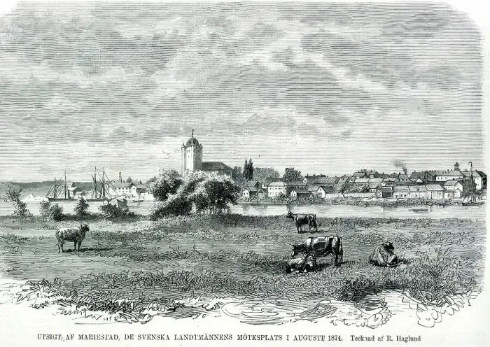 Framed Print : View of Mariestad, the meeting place of the Swedish countrymen in August 1874. Creator: Robert Haglund. View of Mariestad, the meeting place of the Swedish countrymen in August 1874. Creator: Robert Haglund Framed Print : View of Mariestad, the meeting place of the Swedish countrymen in August 1874. Creator: Robert Haglund. View of Mariestad, the meeting place of the Swedish countrymen in August 1874. Creator: Robert Haglund