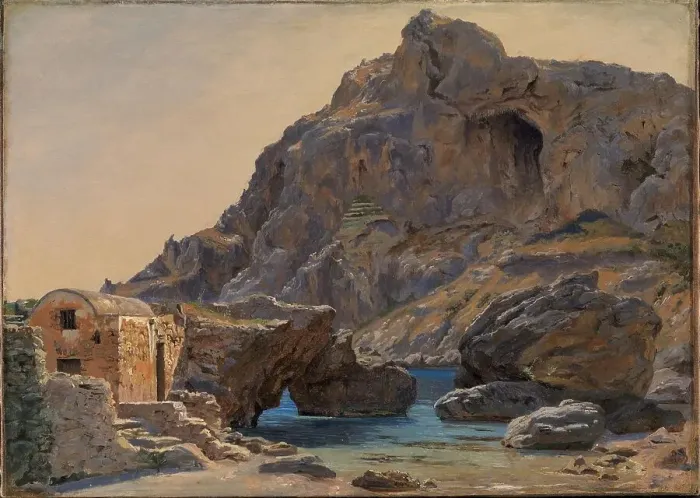 Framed Print : View of Marina Piccola, Capri: Afternoon Light, 1851. Creator: Thorald Lessoe Framed Print : View of Marina Piccola, Capri: Afternoon Light, 1851. Creator: Thorald Lessoe