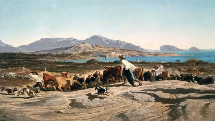 Framed Print : A View of Marseille, c1829-1863. Artist: Emile Charles Joseph Loubon Framed Print : A View of Marseille, c1829-1863. Artist: Emile Charles Joseph Loubon
