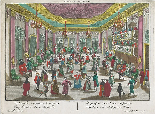 View of a masked ball, 1742-1801. Creator: Anon