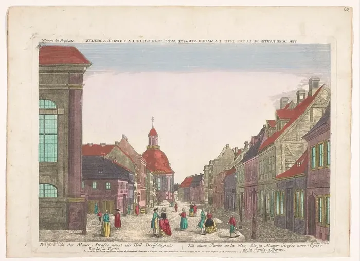 Framed Print : View of the Mauerstrasse and the Trinity Church in Berlin, 1755-1779. Creator: Johann Anton Riedel Framed Print : View of the Mauerstrasse and the Trinity Church in Berlin, 1755-1779. Creator: Johann Anton Riedel