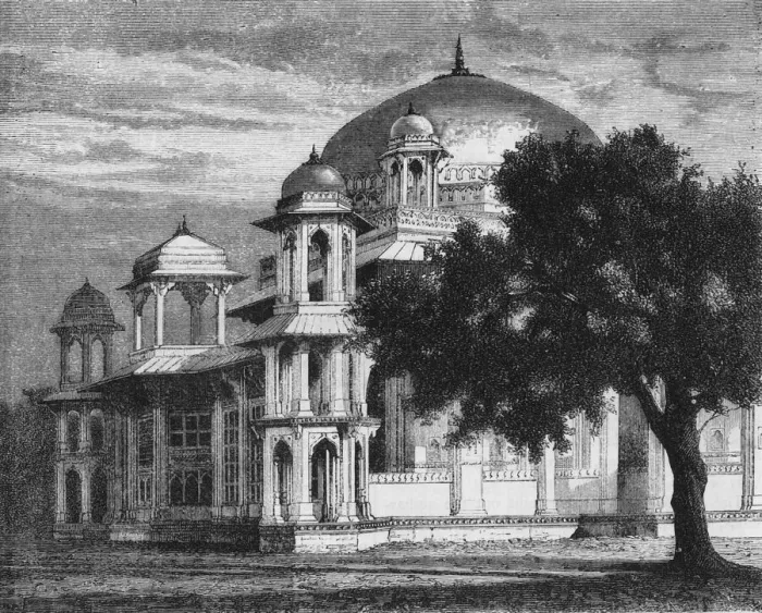 Framed Print : View of the Mausoleum of Mohammed Ghose, Gwalior, c1891. Creator: James Grant