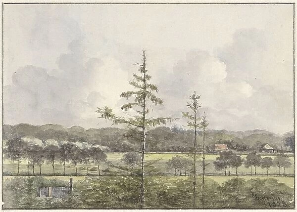 View of meadows and farm buildings, 1828. Creator: Pieter Ernst Hendrik Praetorius
