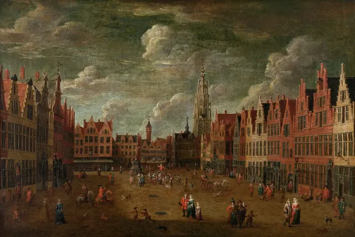 Framed Print : A View of the Meir, 18th century. Creator: Anon Framed Print : A View of the Meir, 18th century. Creator: Anon
