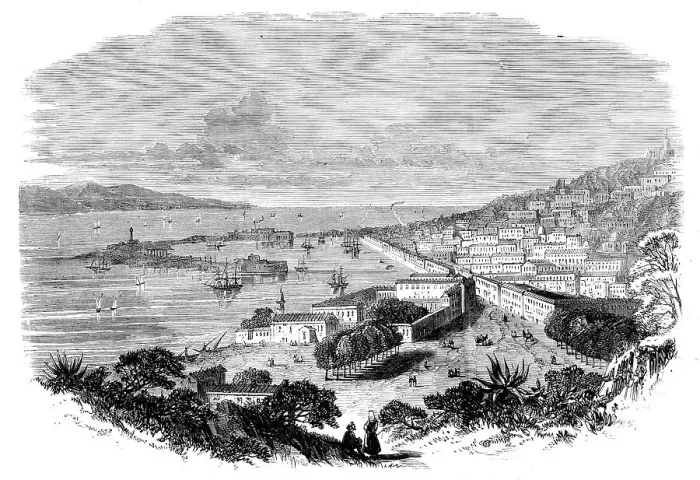 Framed Print : View of Messina - from a drawing by Mr. Wreford, 1860. Creator: Unknown