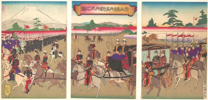 Framed Print : View of a Military Review Parade at Aoyama, Feb. 1889 (Meiji 22). Feb. 1889 (Meiji 22) Framed Print : View of a Military Review Parade at Aoyama, Feb. 1889 (Meiji 22). Feb. 1889 (Meiji 22)