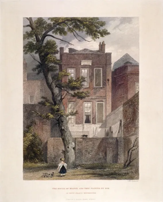 Framed Print : View of Miltons residence, Petty France, Westminster, London, 1851 Framed Print : View of Miltons residence, Petty France, Westminster, London, 1851