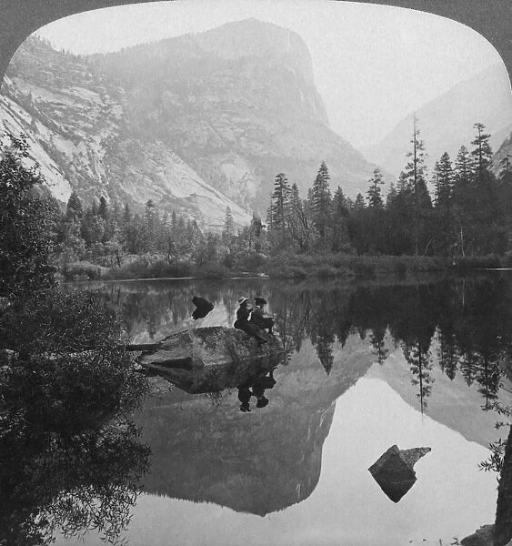 View of Mirror Lake, looking towards Mount Watkins, Yosemite, California, USA, 1902. Artist: Underwood & Underwood