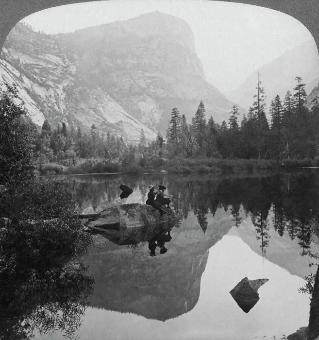 Framed Print : View of Mirror Lake, looking towards Mount Watkins, Yosemite, California, USA, 1902. Artist: Underwood & Underwood Framed Print : View of Mirror Lake, looking towards Mount Watkins, Yosemite, California, USA, 1902. Artist: Underwood & Underwood