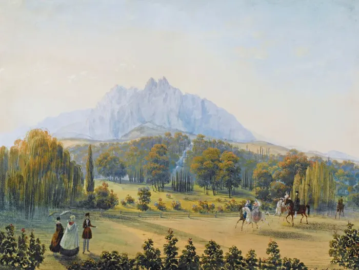 Framed Print : View of Miskhor in the Crimea, 1841-1842. Creator: Bossoli, Carlo (1815-1884) Framed Print : View of Miskhor in the Crimea, 1841-1842. Creator: Bossoli, Carlo (1815-1884)