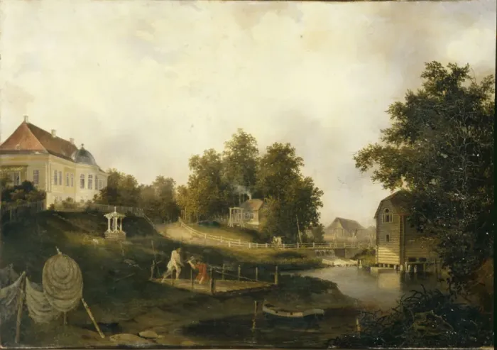 Framed Print : View in the Modest Rezvois country estate Marienhof near Petersburg, 1846. Artist: Voloskov, Alexei Yakovlevich (1822-1882) Framed Print : View in the Modest Rezvois country estate Marienhof near Petersburg, 1846. Artist: Voloskov, Alexei Yakovlevich (1822-1882)