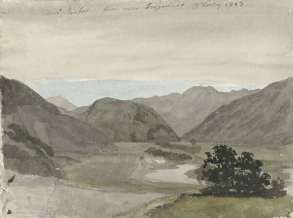 View of Moel Siabod from Beddgelert, North Wales, 1803. Creator: Cornelius Varley