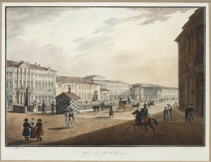 Framed Print : View of the Moika Embankment near the Police Bridge Framed Print : View of the Moika Embankment near the Police Bridge