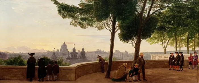 Framed Print : View from Monte Pincio Hill in Rome, 1861. Creator: Peter Christian Thamsen Skovgaard Framed Print : View from Monte Pincio Hill in Rome, 1861. Creator: Peter Christian Thamsen Skovgaard