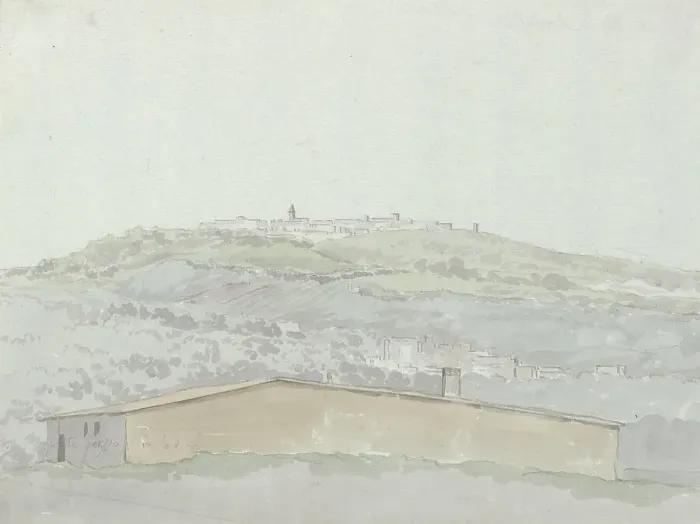 Framed Print : View of Montefusco, 1778. Creator: Louis Ducros Framed Print : View of Montefusco, 1778. Creator: Louis Ducros