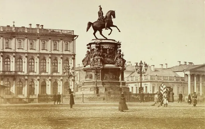 Framed Print : View of the Monument to Emperor Nicholas I on Saint Isaacs Square, 1874
