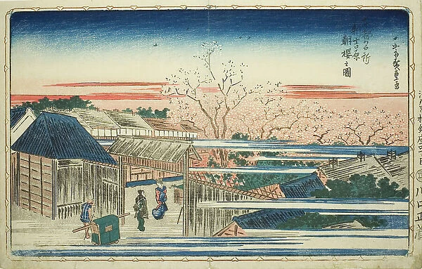 View of Morning Cherry Blossoms in the New Yoshiwara (Shin Yoshiwara asazakura no zu)... c. 1831. Creator: Ando Hiroshige