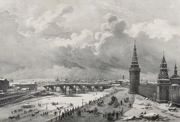 View of the Moscow Kremlin and the Kamenny Bridge (Greater Stone Bridge), 1825