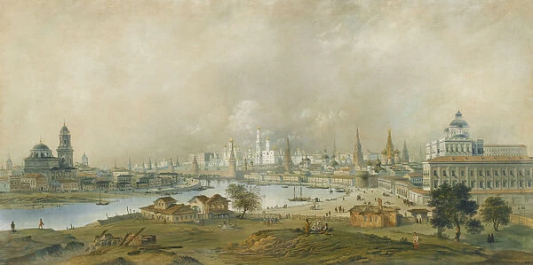 View of the Moscow Kremlin from the Ustinsky Bridge. Artist: Bossoli, Carlo (1815-1884)