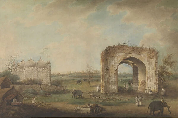 View of a Mosque and Gateway at Motijhil, ca. 1814-23. Creator: Attributed to Sita Ram