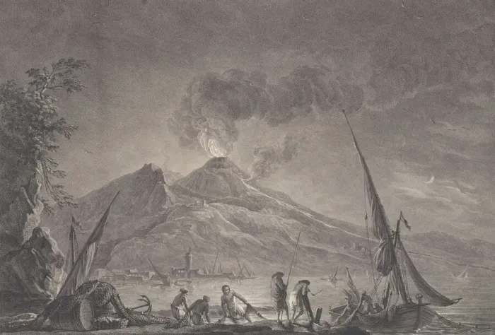 Framed Print : View of Mount Vesuvius as it was in 1757, 1762. Creator: Noel Le Mire Framed Print : View of Mount Vesuvius as it was in 1757, 1762. Creator: Noel Le Mire