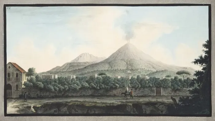 Framed Print : View of Mount Veusvius form the sea shore; at Resina, between Portici and Torre del Greco, 1776 Framed Print : View of Mount Veusvius form the sea shore; at Resina, between Portici and Torre del Greco, 1776