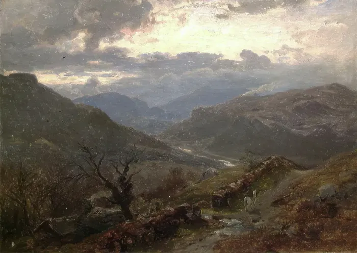 Framed Print : View of Mountains in Wales, Started 1862, ended 1864. Creator: Hans Gude Framed Print : View of Mountains in Wales, Started 1862, ended 1864. Creator: Hans Gude