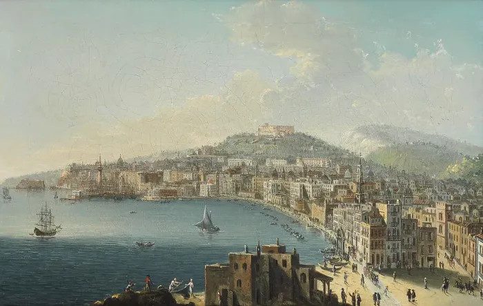 Framed Print : A view of Naples looking towards the Castel Sant'Elmo. Creator: Antoniani, Pietro (1740-1805) Framed Print : A view of Naples looking towards the Castel Sant'Elmo. Creator: Antoniani, Pietro (1740-1805)