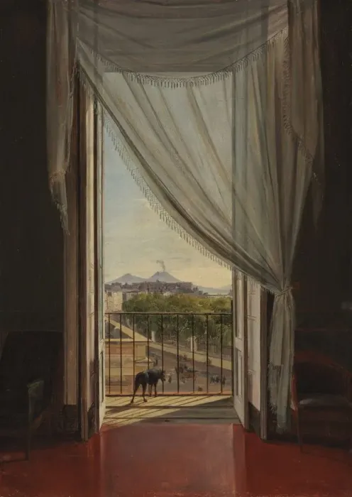 Framed Print : A View of Naples through a Window, 1824. Creator: Franz Ludwig Catel (German, 1778-1856) Framed Print : A View of Naples through a Window, 1824. Creator: Franz Ludwig Catel (German, 1778-1856)