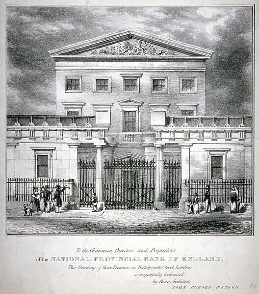 View of the National Provincial Bank at no 112 Bishopsgate Street, City of London, c1840