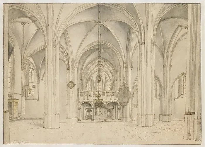 Framed Print : View of the Nave and Choir of the Sint-Cunerakerk, Rhenen, Looking East, 1644. Creator: Pieter Jansz Saenredam Framed Print : View of the Nave and Choir of the Sint-Cunerakerk, Rhenen, Looking East, 1644. Creator: Pieter Jansz Saenredam