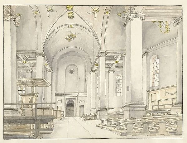 View of the Nave of the Nieuwe Kerk, Haarlem, Looking West, 1650. Creator: Pieter Jansz Saenredam