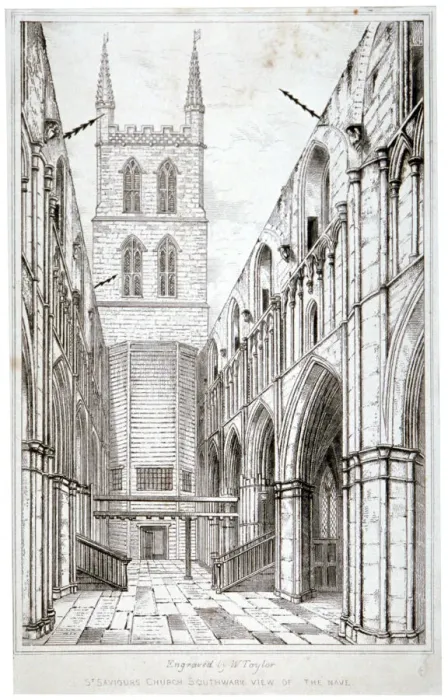 Framed Print : View of the nave, St Saviours Church, Southwark, London, c1834 Framed Print : View of the nave, St Saviours Church, Southwark, London, c1834