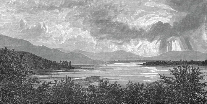Framed Print : View near Nynee Tal; Black Bear Shooting in the Himalayas, 1875. Creator: Unknown Framed Print : View near Nynee Tal; Black Bear Shooting in the Himalayas, 1875. Creator: Unknown