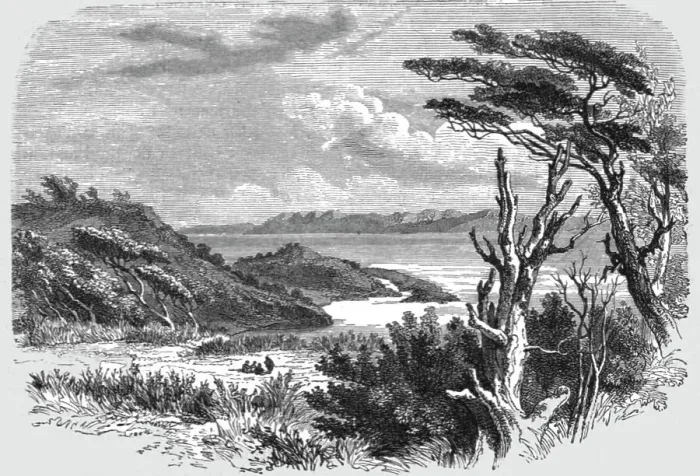 Framed Print : View near Port Famine; Old South American Geographies, 1875. Creator: Unknown Framed Print : View near Port Famine; Old South American Geographies, 1875. Creator: Unknown