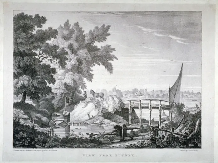 Framed Print : View near Putney, with the River Thames in the background, Wandsworth, London, c1850 Framed Print : View near Putney, with the River Thames in the background, Wandsworth, London, c1850