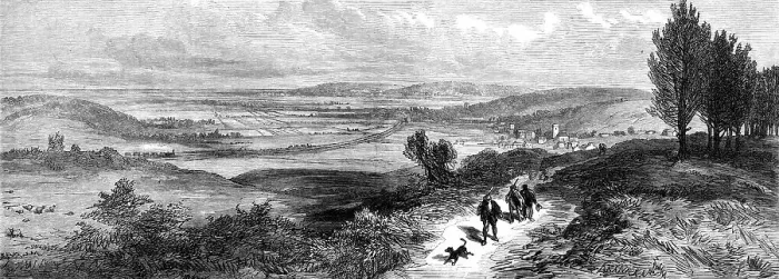 Framed Print : View near Sandringham, looking north-west to Dersingham and the railway at Wolferton, 1871. Creator: Unknown Framed Print : View near Sandringham, looking north-west to Dersingham and the railway at Wolferton, 1871. Creator: Unknown