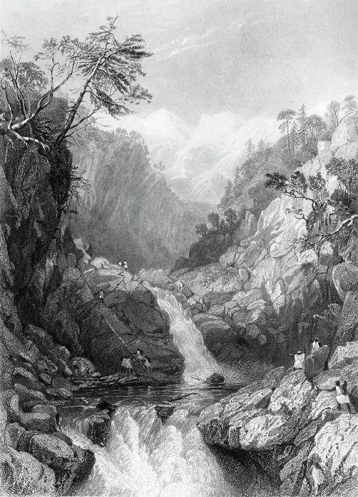 Framed Print : View near the Source of the Jumna, 1845. Creator: Unknown Framed Print : View near the Source of the Jumna, 1845. Creator: Unknown
