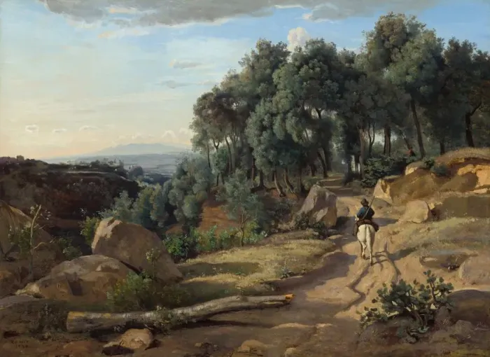 Framed Print : A View near Volterra, 1838. Creator: Jean-Baptiste-Camille Corot Framed Print : A View near Volterra, 1838. Creator: Jean-Baptiste-Camille Corot