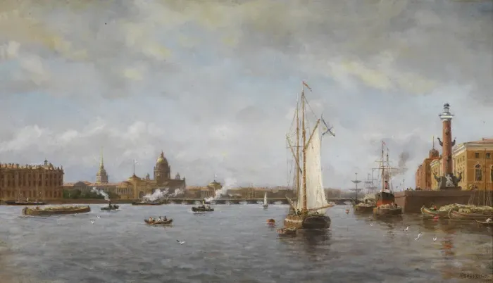 Framed Print : View of the Neva at the Vasilyevsky Island, 1898. Artist: Beggrov, Alexander Karlovich (1841-1914) Framed Print : View of the Neva at the Vasilyevsky Island, 1898. Artist: Beggrov, Alexander Karlovich (1841-1914)