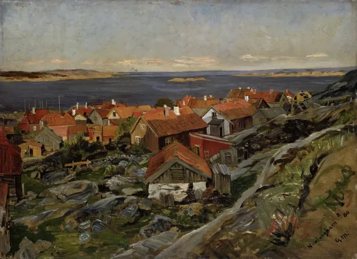 Framed Print : View of Nevlunghavn, 1880. Creator: Gerhard Munthe Framed Print : View of Nevlunghavn, 1880. Creator: Gerhard Munthe