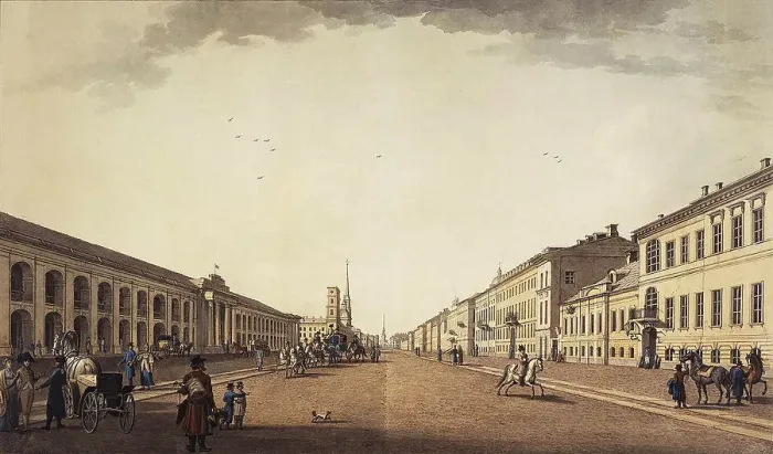 Framed Print : View of Nevsky Prospekt near the Gostiny Dvor in Saint Petersburg, 1799. Artist: Paterssen, Benjamin (1748-1815) Framed Print : View of Nevsky Prospekt near the Gostiny Dvor in Saint Petersburg, 1799. Artist: Paterssen, Benjamin (1748-1815)