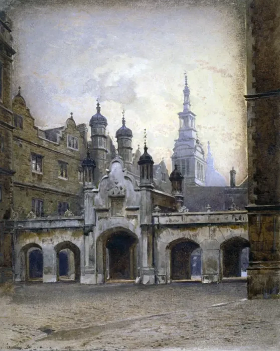 Framed Print : View of the new cloister in Christs Hospital, Newgate Street, City of London, 1880 Framed Print : View of the new cloister in Christs Hospital, Newgate Street, City of London, 1880