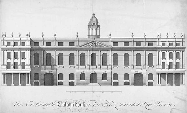 View of the new Custom House, rebuilt after the fire of 1718, City of London, 1722