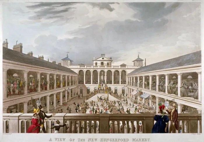 Framed Print : A View of the New Hungerford Market, Westminster, London, 1833. Artist: J Harris Framed Print : A View of the New Hungerford Market, Westminster, London, 1833. Artist: J Harris