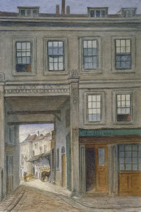 Framed Print : View of New Inn, Old Bailey, City of London, 1868. Artist: JT Wilson Framed Print : View of New Inn, Old Bailey, City of London, 1868. Artist: JT Wilson