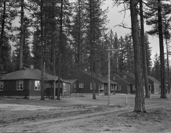 Framed Print : View of new model company lumber town housing for millworkers. Gilchrist, Oregon, 1939. Creator: Dorothea Lange Framed Print : View of new model company lumber town housing for millworkers. Gilchrist, Oregon, 1939. Creator: Dorothea Lange