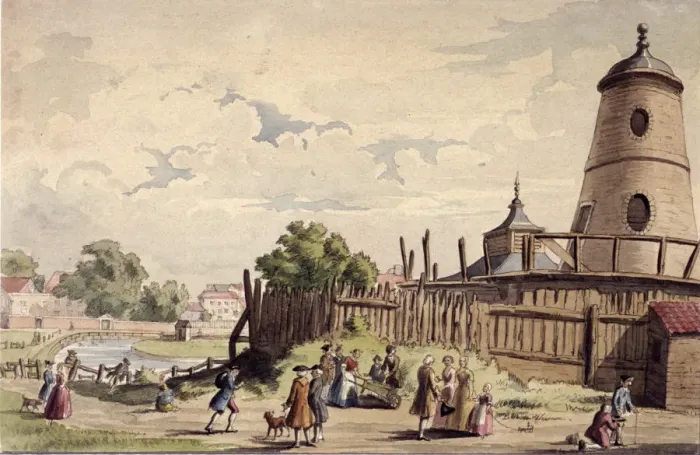 Framed Print : View of New River Head, Finsbury, London, c1750 Framed Print : View of New River Head, Finsbury, London, c1750