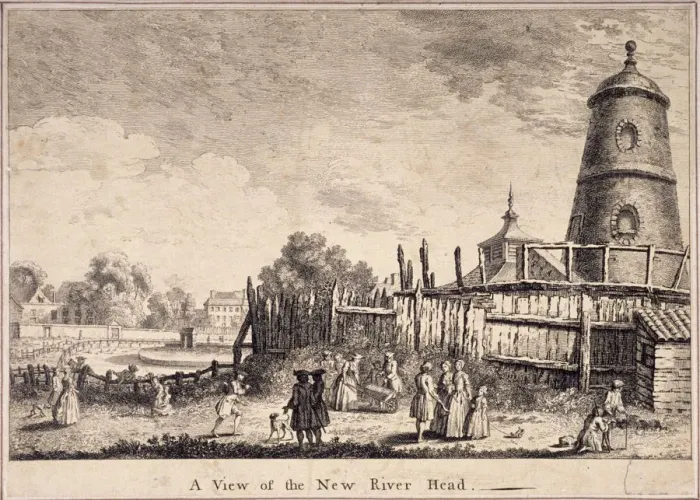 Framed Print : View of New River Head, Finsbury, London, c1753 Framed Print : View of New River Head, Finsbury, London, c1753