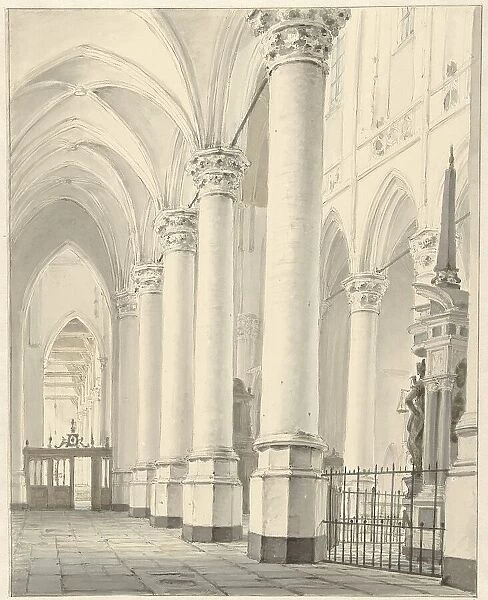 View in the Nieuwe Kerk in Delft, 1819. Creator: Johannes Jelgerhuis